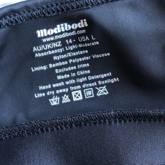 Modibodi Black High Neck Sports Swimsuit Top - Picture 4 of 5